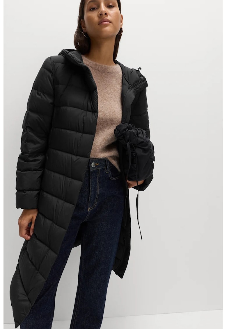 Geaca lunga cu umplutura de puf - Negru