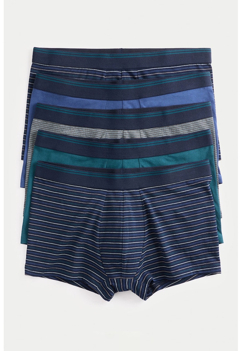 Set de boxeri cu model - 5 perechi - Alb/Verde aquamarin/Albastru