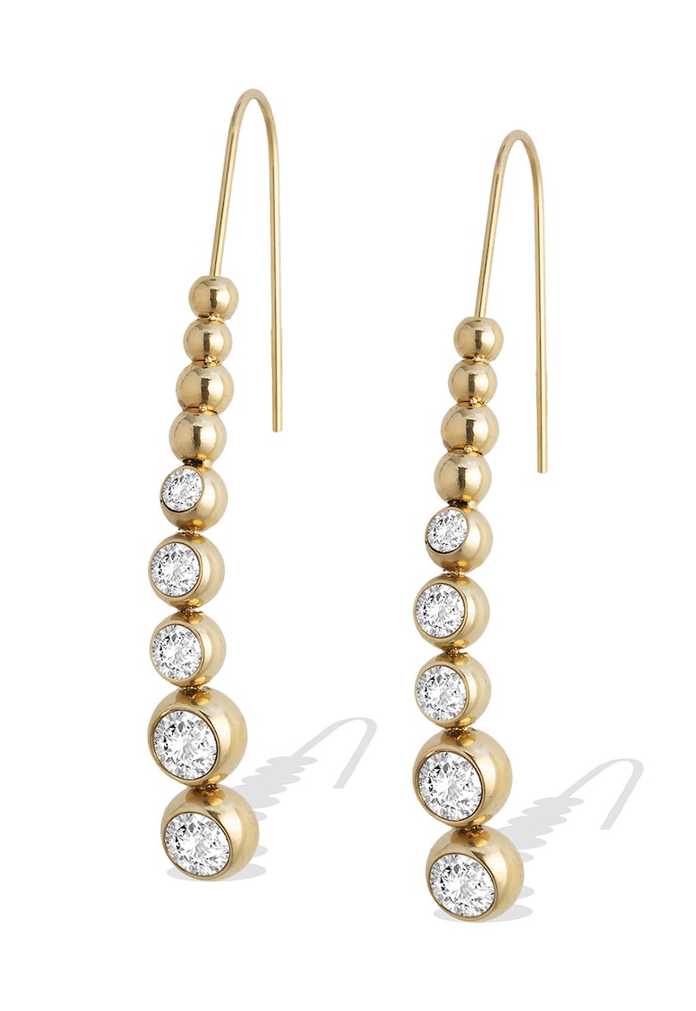 Cercei din otel inoxidabil cu strasuri - Auriu/Argintiu