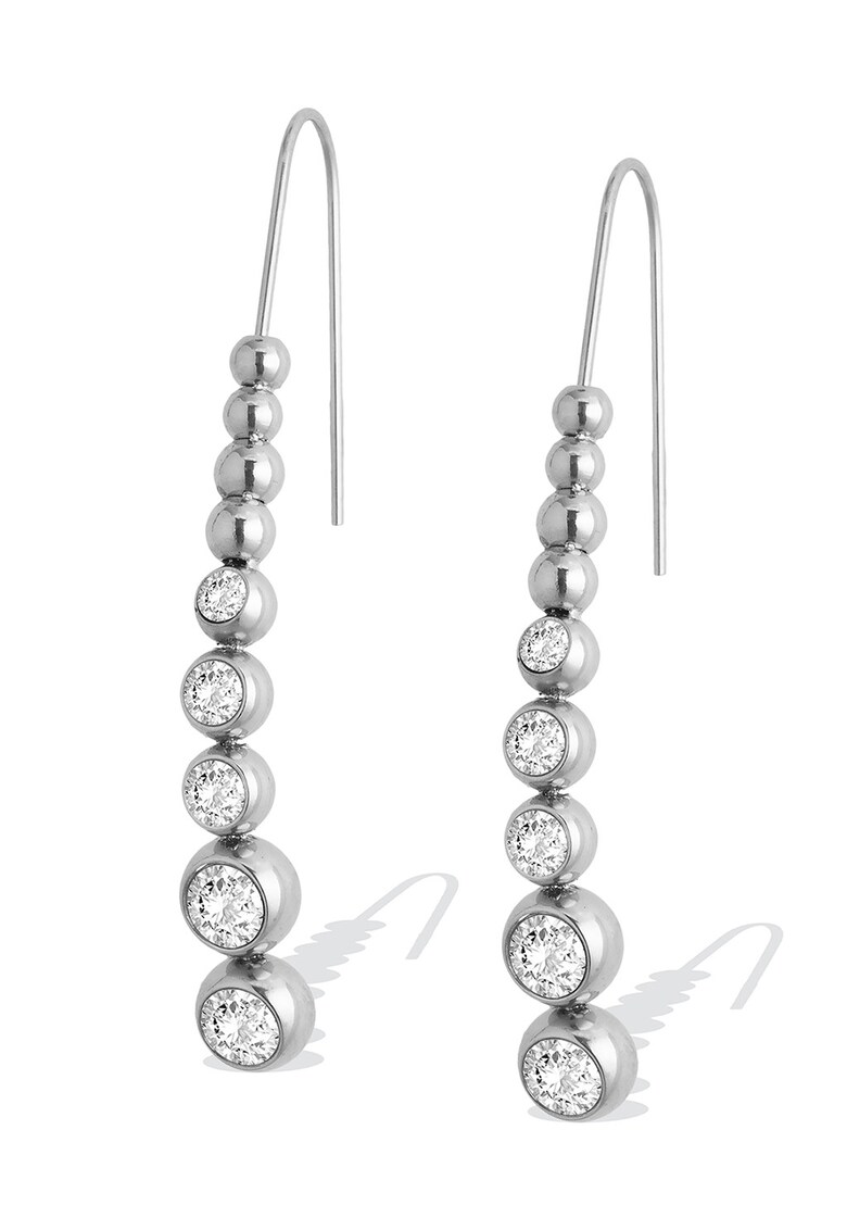 Cercei din otel inoxidabil cu cristale - Argintiu