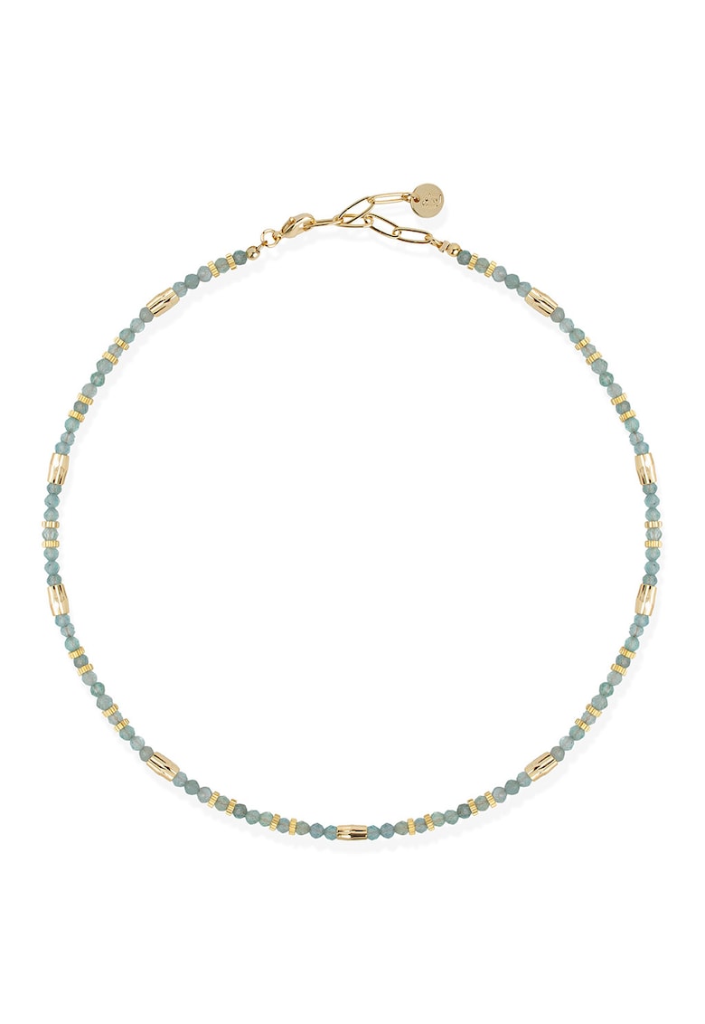 Colier din otel inoxidabil cu margele - Auriu/Gri cenusiu