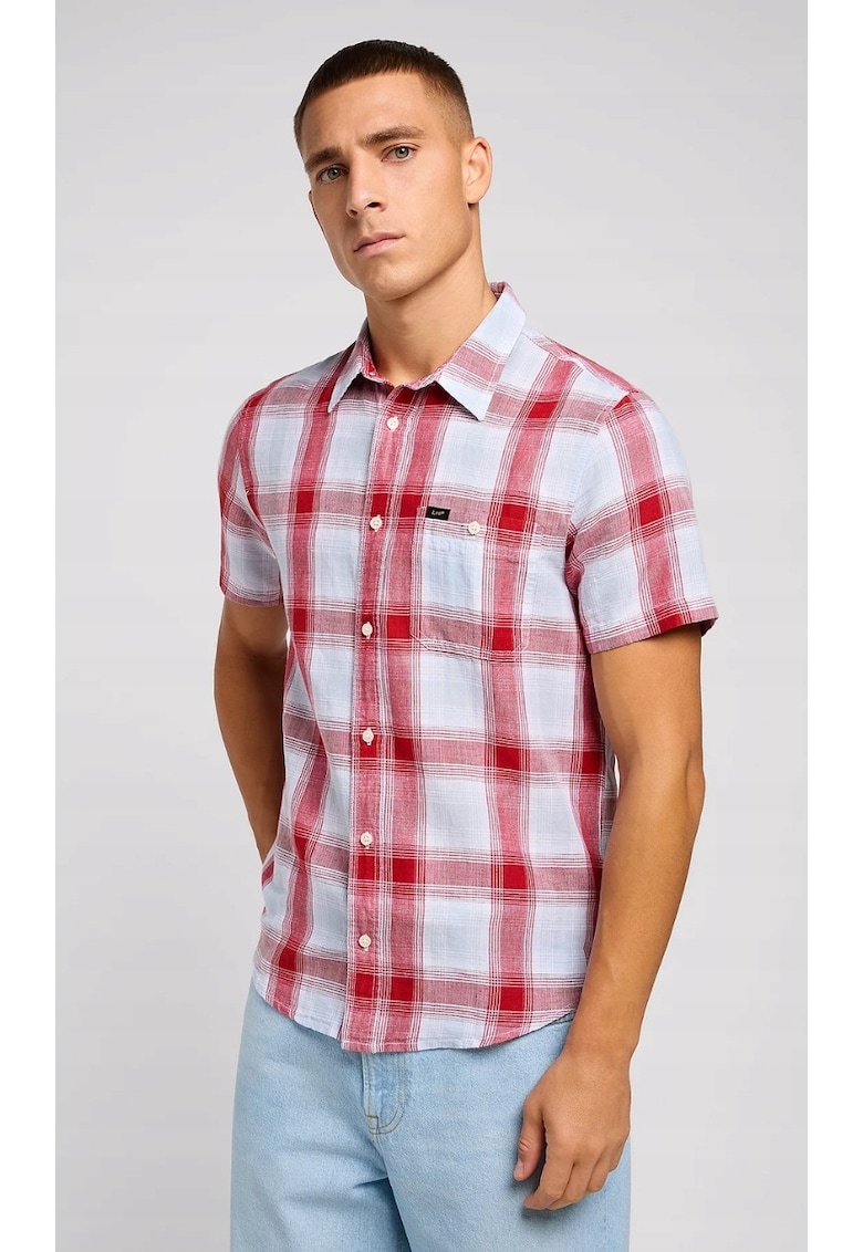 Camasa barbati - model Leesure - regular fit - bej roscat - bumbac - maneca scurta -