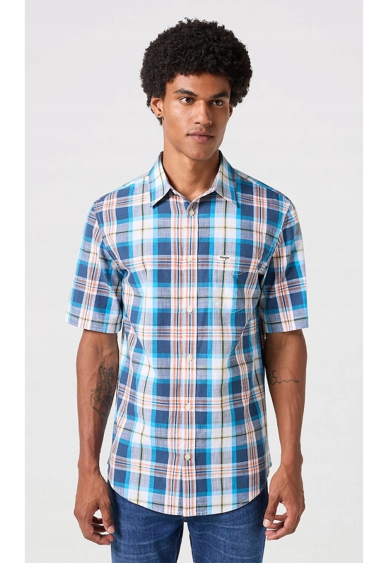 Camasa barbati - navy - bumbac - maneca scurta - regular fit