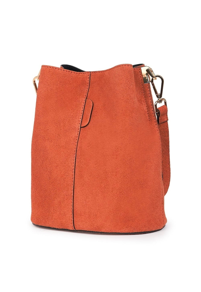 Geanta dama din piele intoarsa Milena portocalie