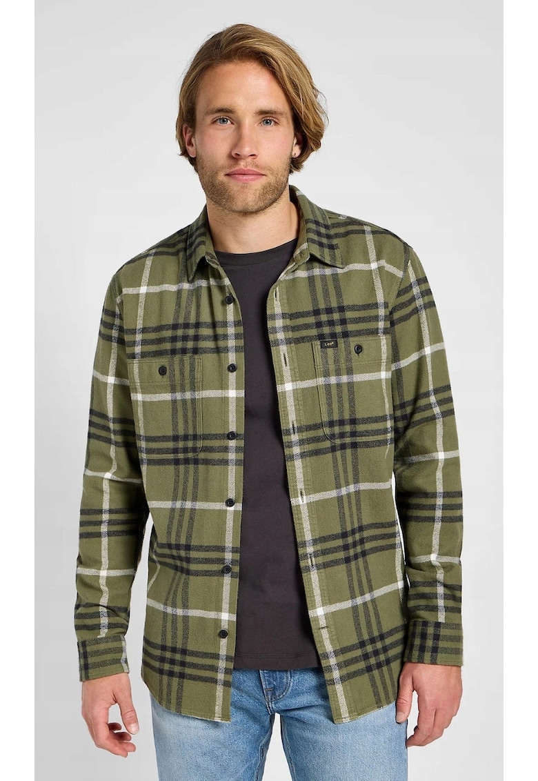 Camasa barbati - model WORKER SHIRT 2.0 - supradimensionata - verde - bumbac - Verde