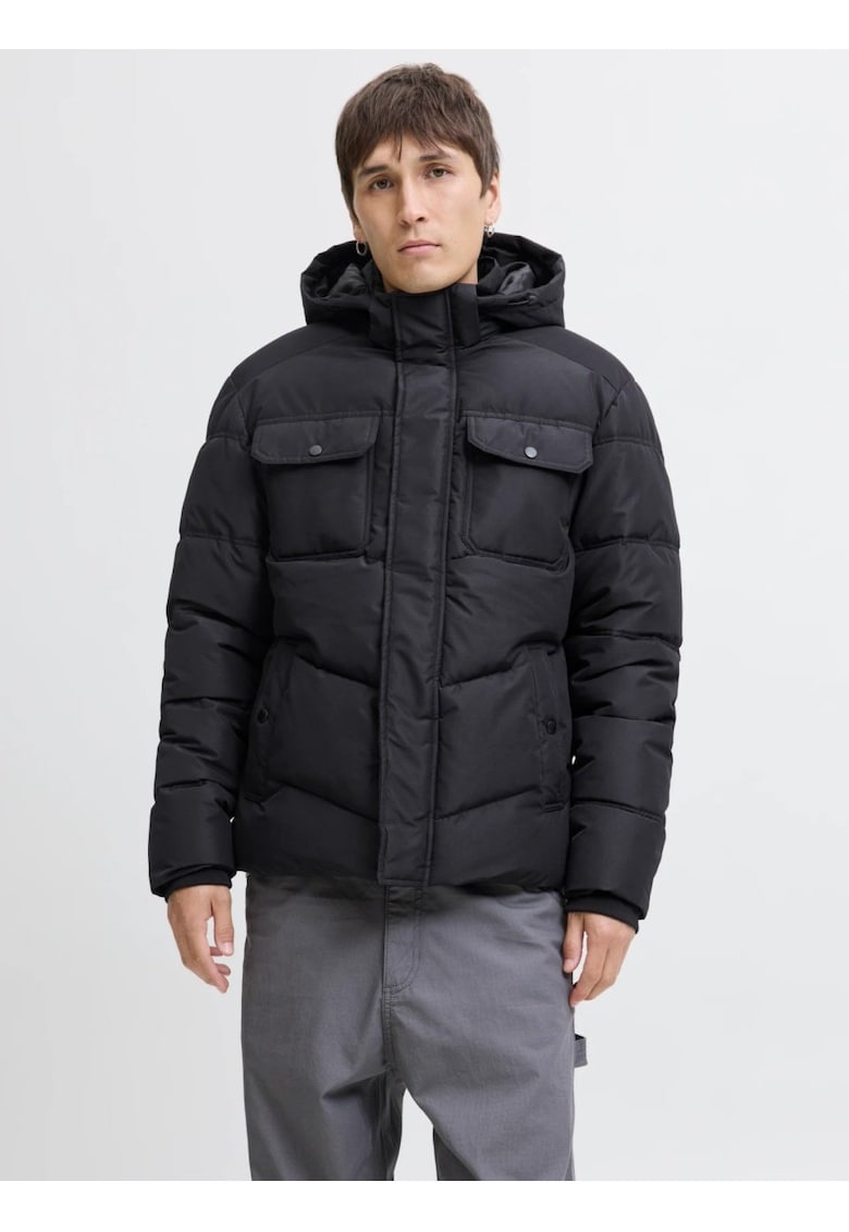 Geaca barbati - MORGAN PUFFER - cu gluga detasabila - Negru