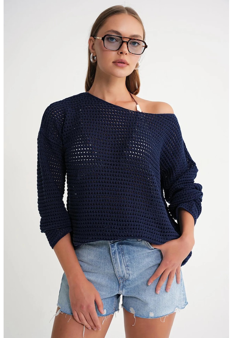 Pulover dama - albastru marin - textil -