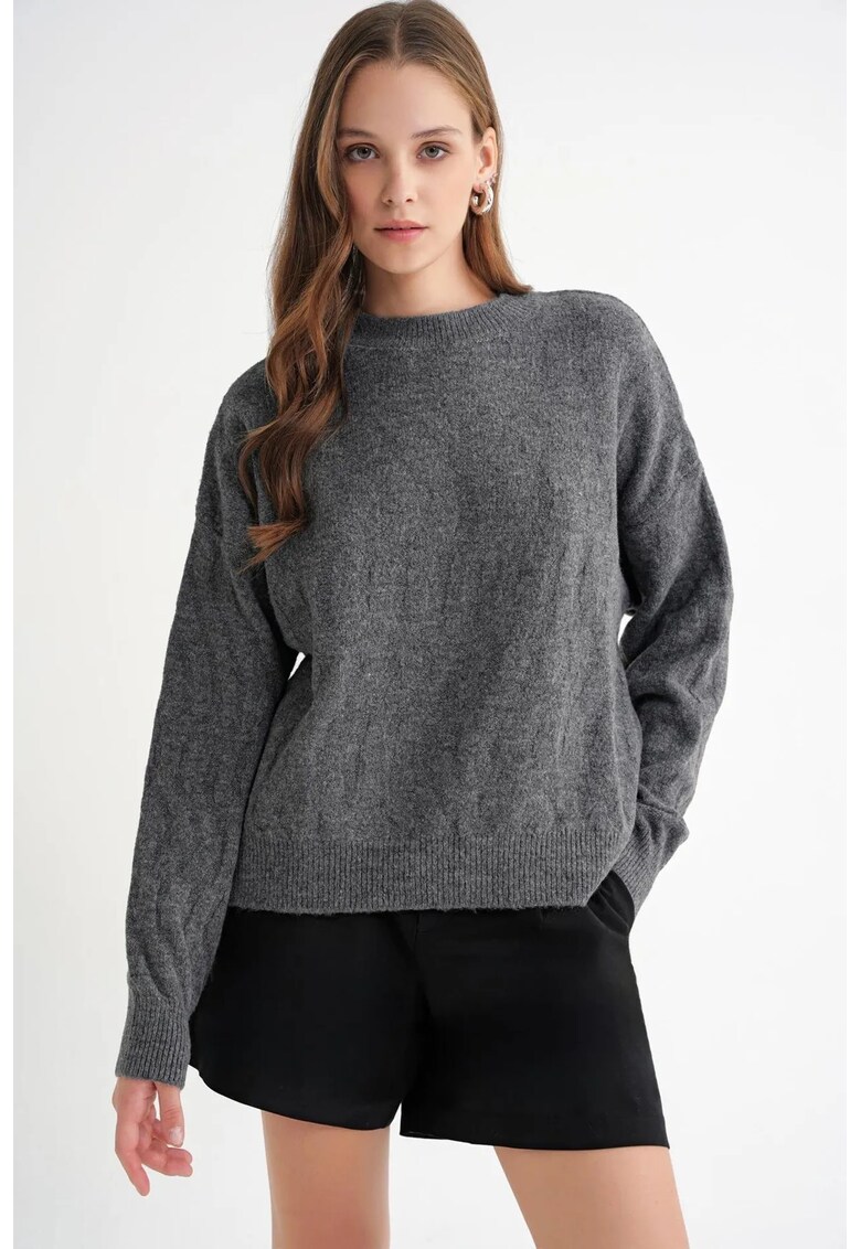 Pulover dama - tricotat - gri inchis -