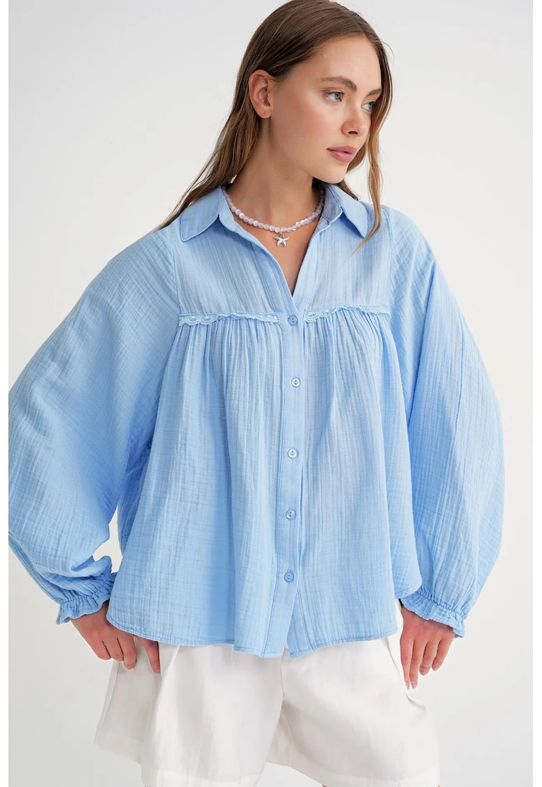 Camasa dama - texturata albastru deschis - textil - Albastru