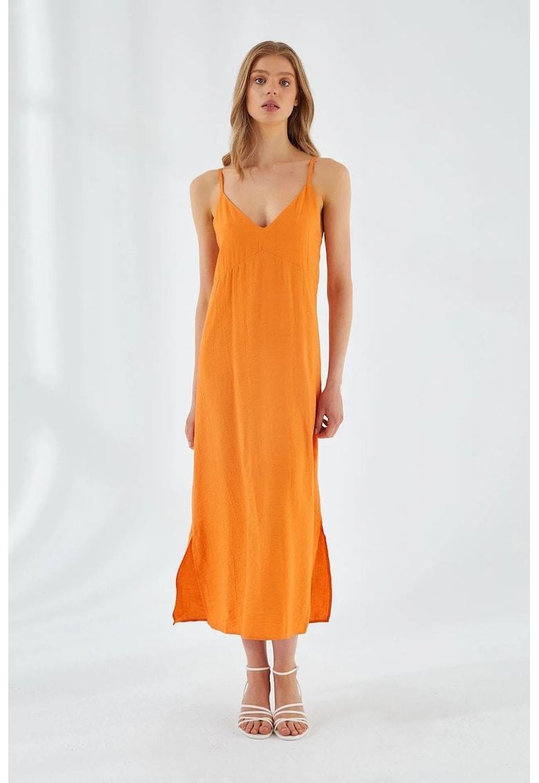 Rochie Midi - Portocalie - Textil
