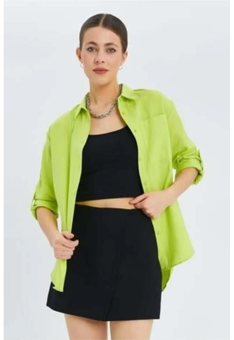 Camasa dama - camasa cu maneca lunga - verde lime - textil