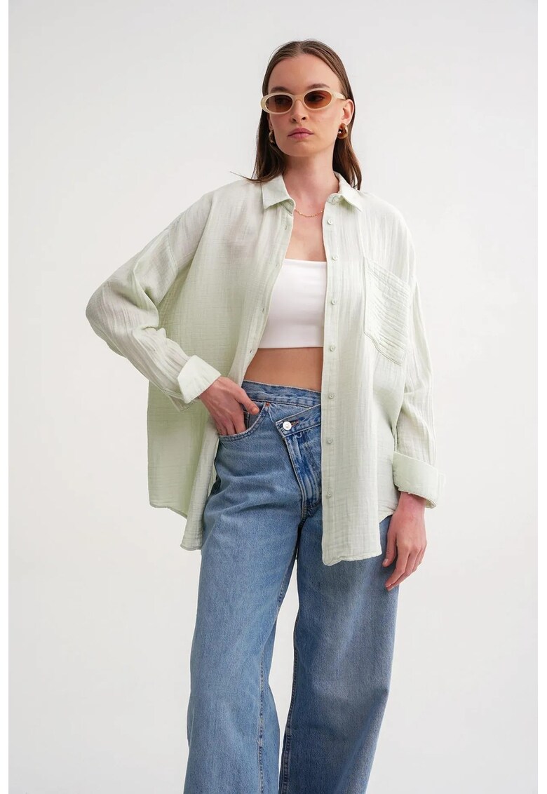 Camasa dama - camasa supradimensionata - verde pin - textil