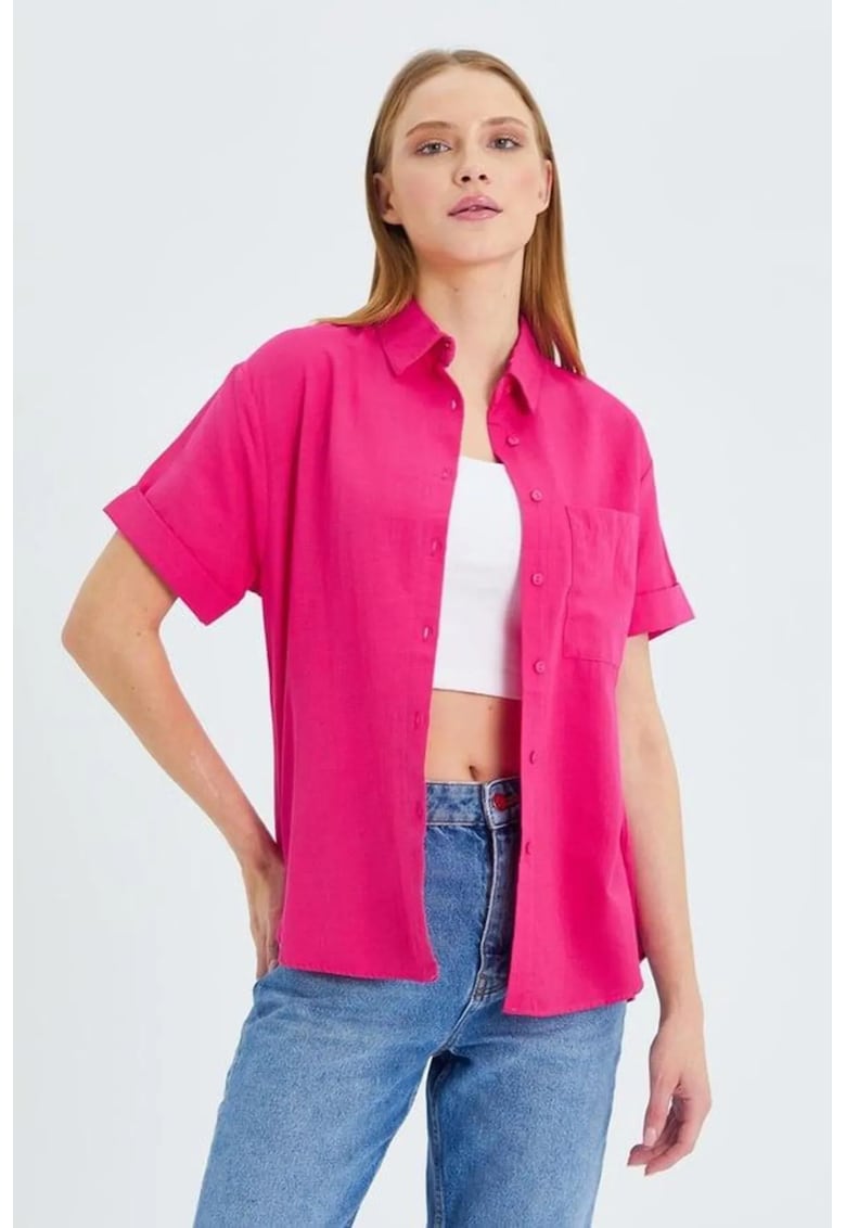 Camasa dama - camasa Slim Fit - roz neon - textil - Roz neon