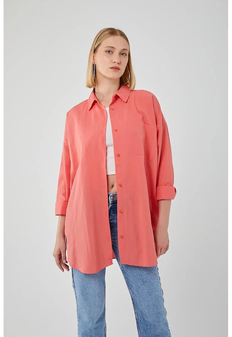 Camasa dama - camasa cu maneca lunga - rosu ciresiu - textil