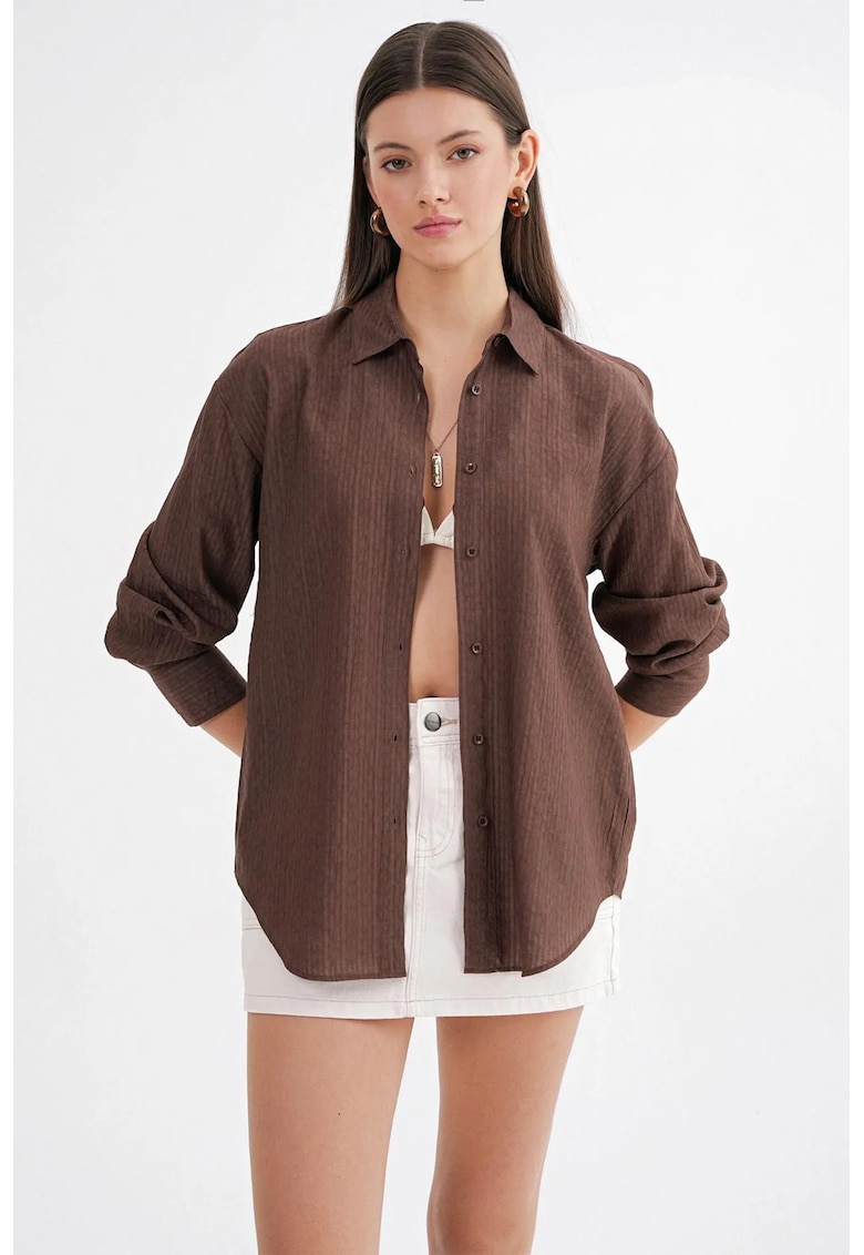 Camasa dama - Relaxed Fit - maro cafea - textil