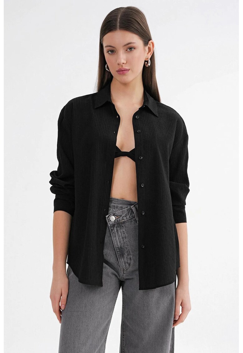Camasa dama - Relaxed Fit - negru - textil