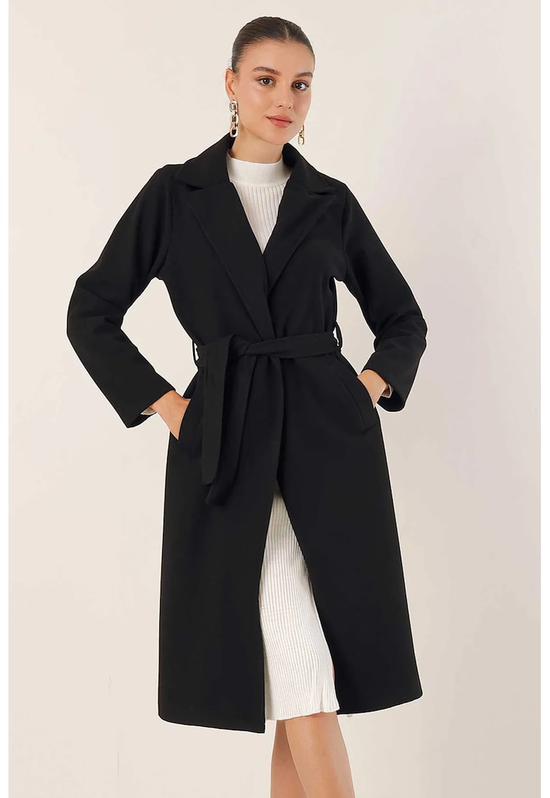 Palton dama texturat - Negru