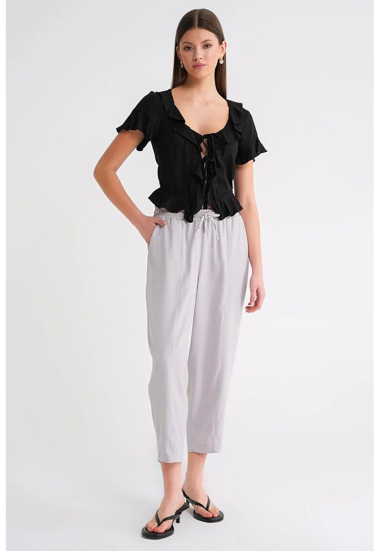 Pantaloni dama - Salwar Fit - snur - gri - textil