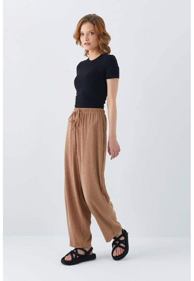 Pantaloni dama - Jogger cu snur - Bej Natural - Textil