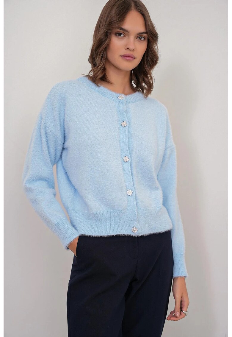 Cardigan dama - Tricot - Albastru deschis -