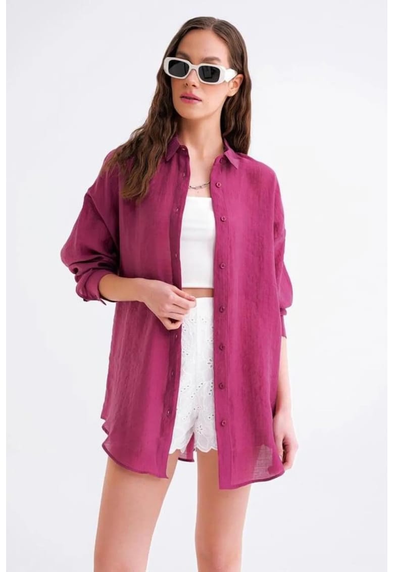 Camasi dama - camasa supradimensionata - roz magenta - textil