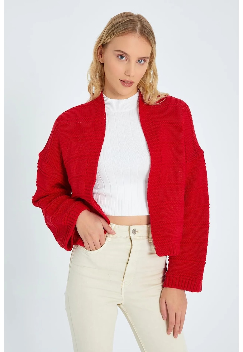 Cardigan tricotat - rosu -