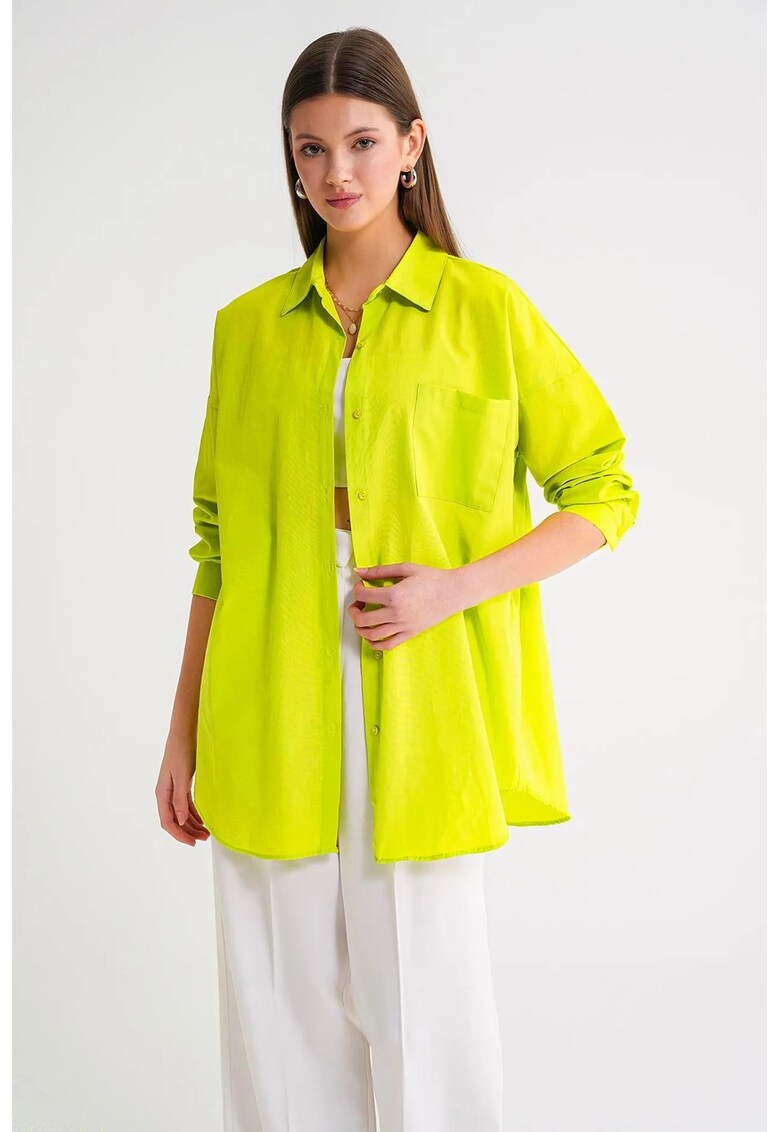 Camasa dama - cu nasturi - verde masliniu - textil