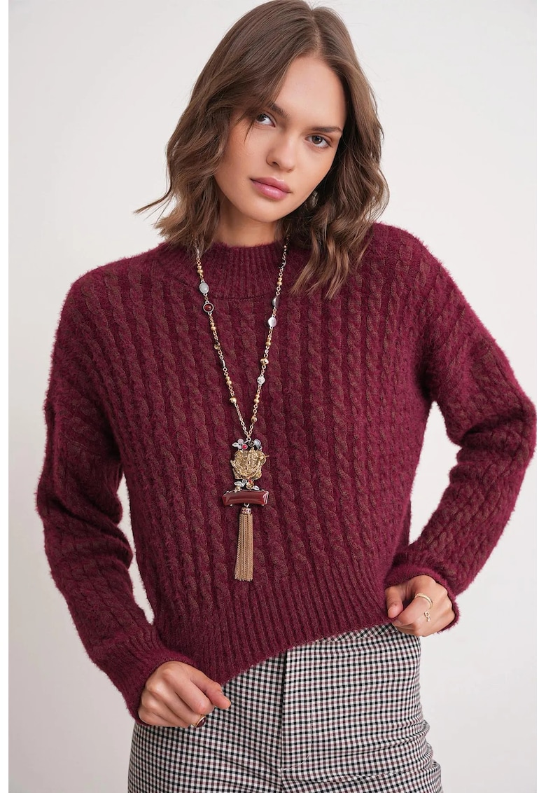 Pulover dama - Scurt - Tricot - Visiniu -