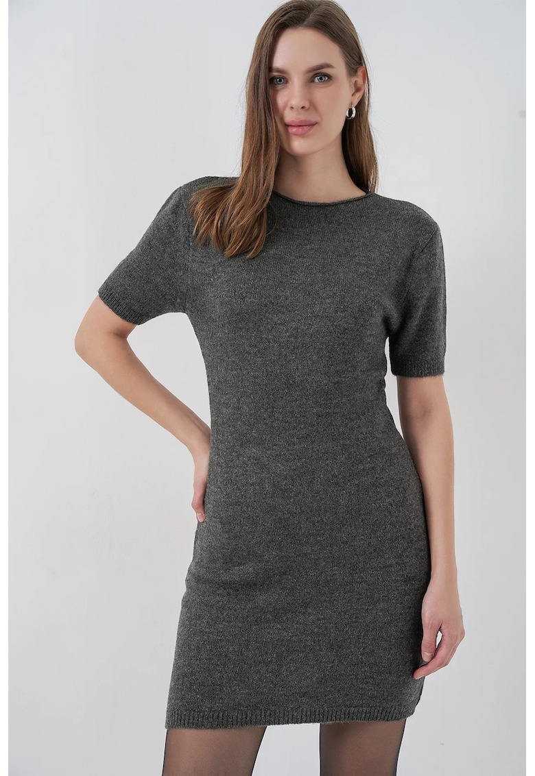Rochie Mini Tricotata Gri carbune - Tricot -
