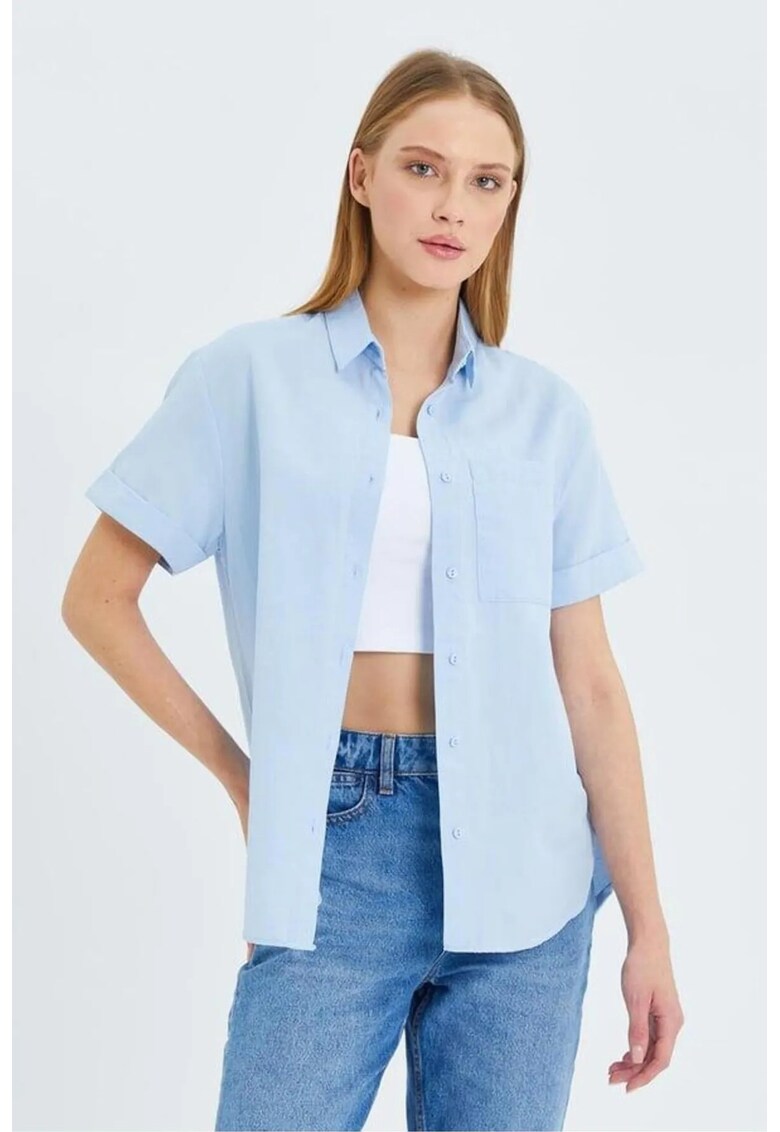 Camasa dama - camasa poplin Slim Fit - albastru deschis - textil
