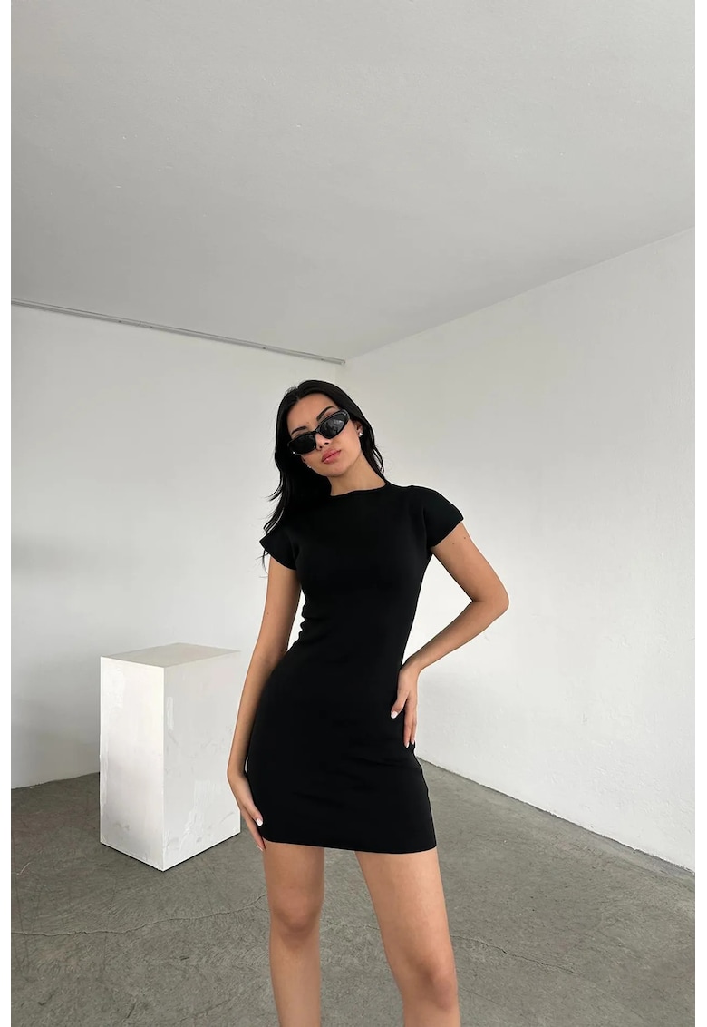 Rochie Rochie tricotata de baza - Negru - Tricot