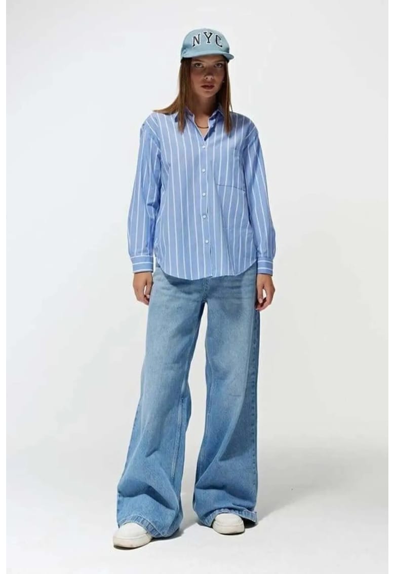 Camasa dungi - relaxata - albastru - textil