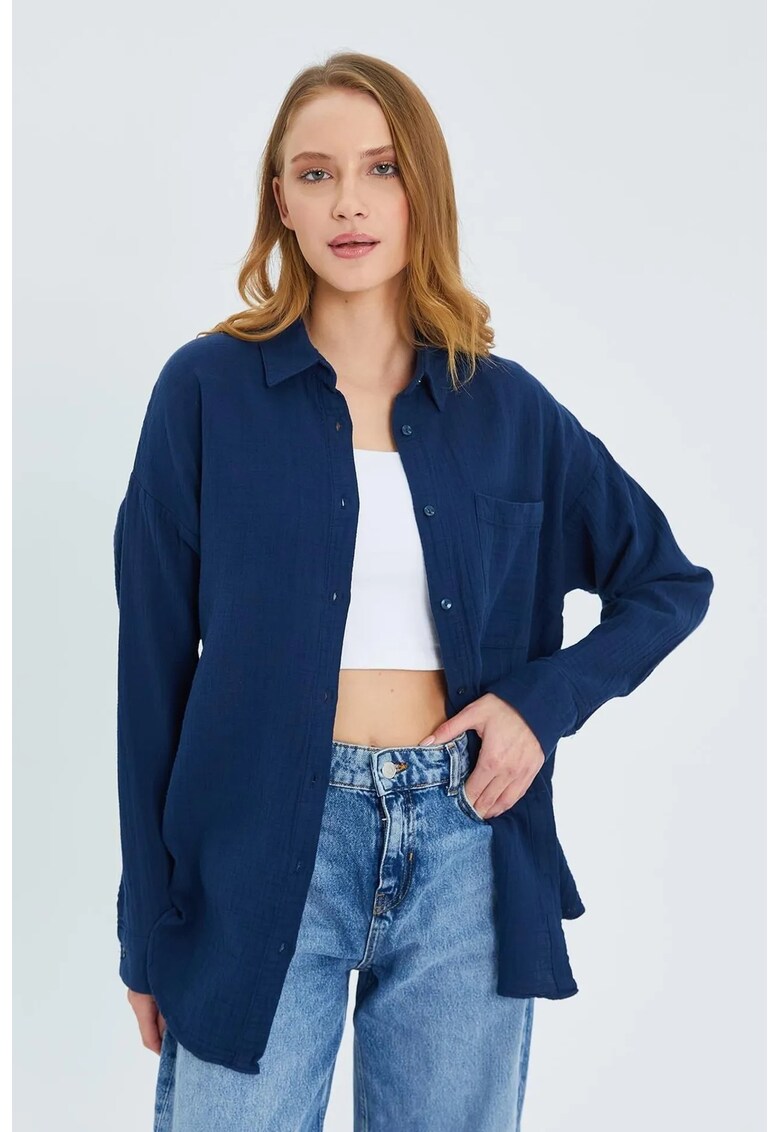 Camasa dama - camasa supradimensionata - albastru marin - textil