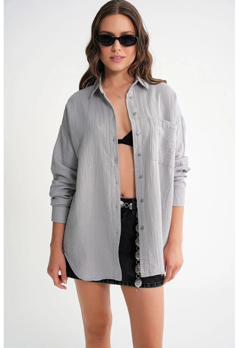 Camasa dama - camasa supradimensionata - gri - textil -