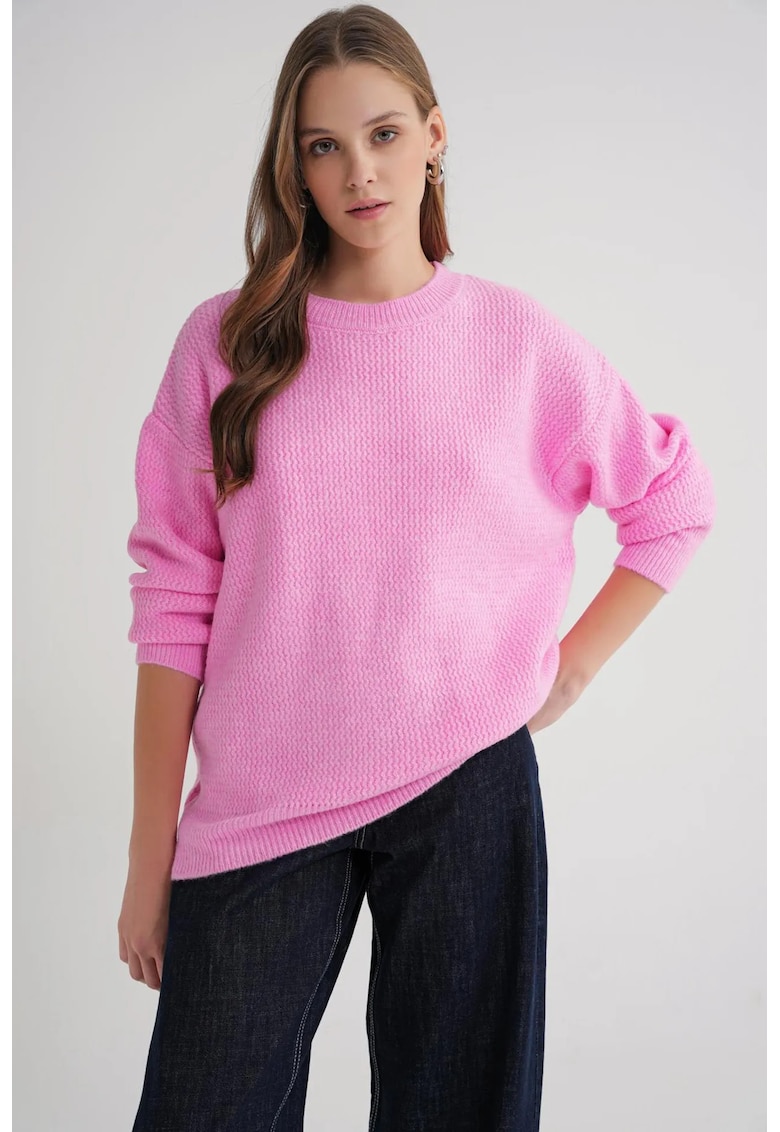 Pulover dama - tricotat - roz pudrat -