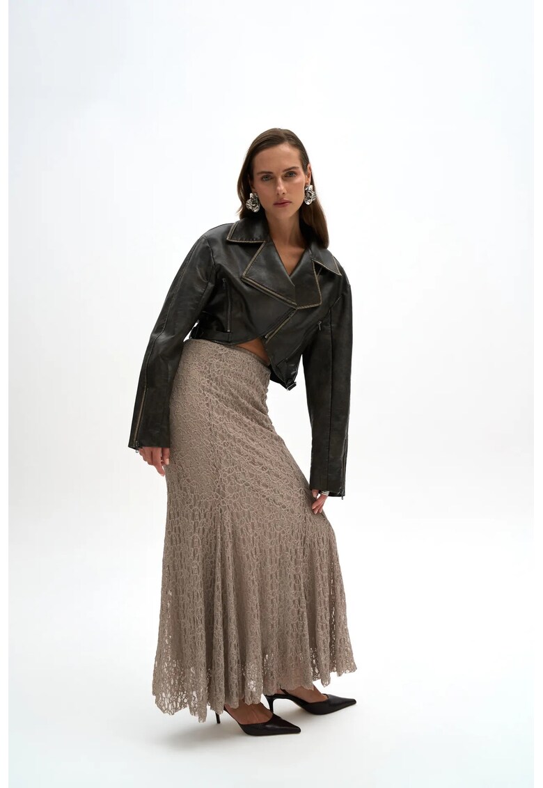 Fusta maxi - dantela - culoare Stone Natural