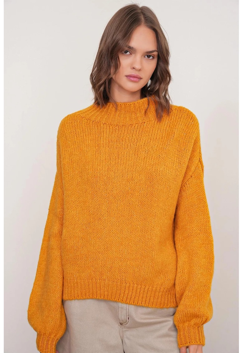 Pulover dama - tricotat - galben chihlimbar -