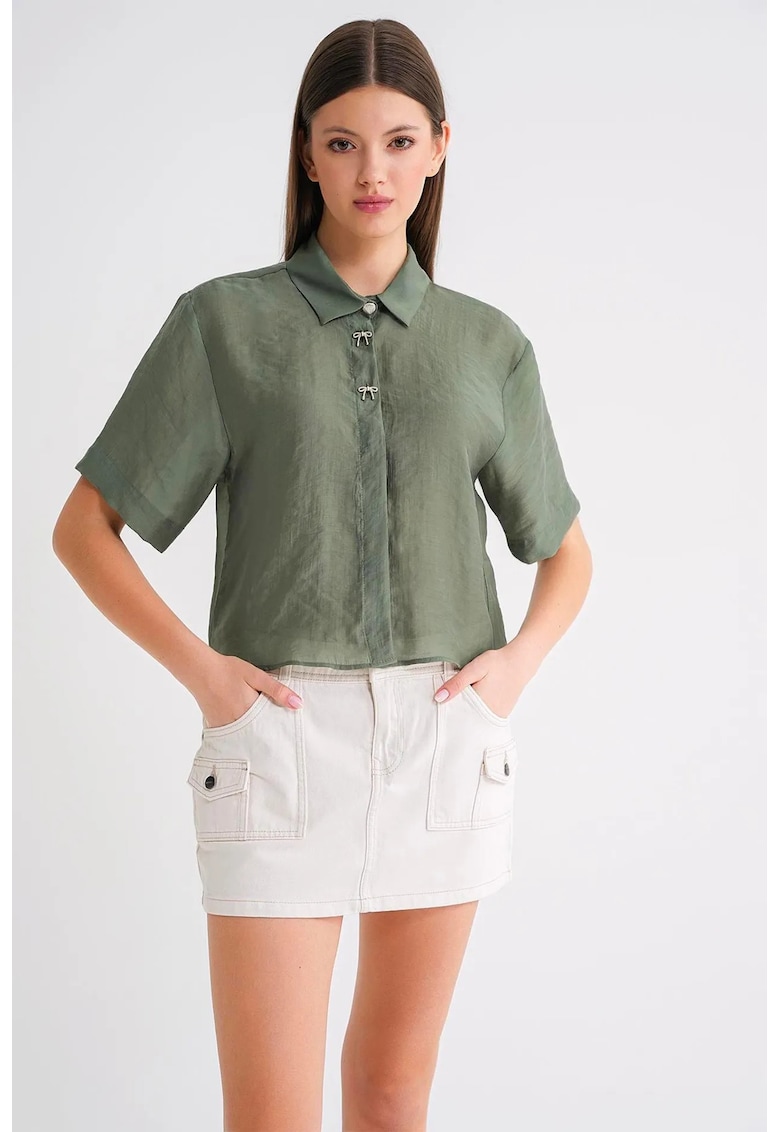 Camasa dama - camasa scurta - verde kaki - textil