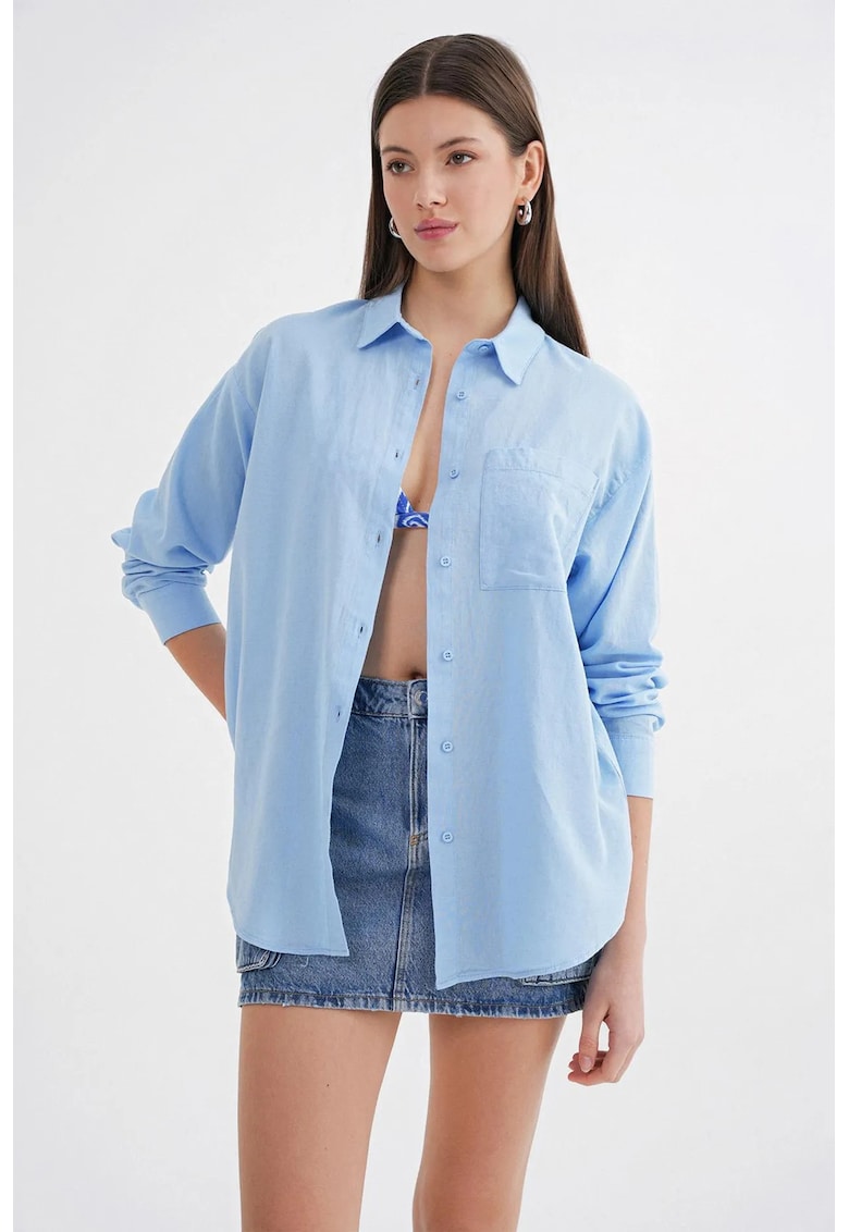 Camasa supradimensionata - amestec de in - albastru deschis