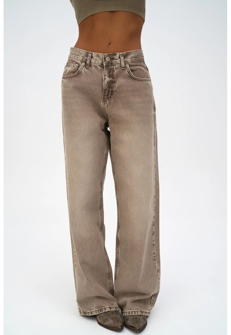 Pantaloni dama - Wide Leg - maro cafea - denim