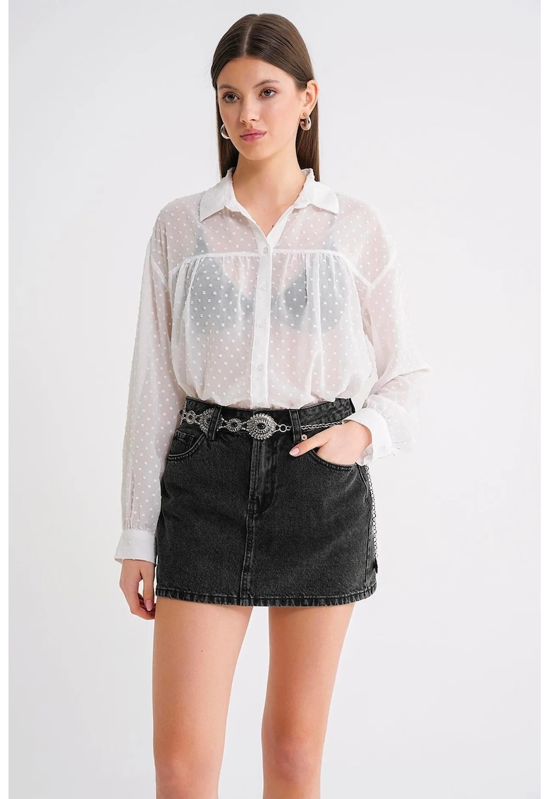 Camasa dama - cu maneca lunga - alb - textil