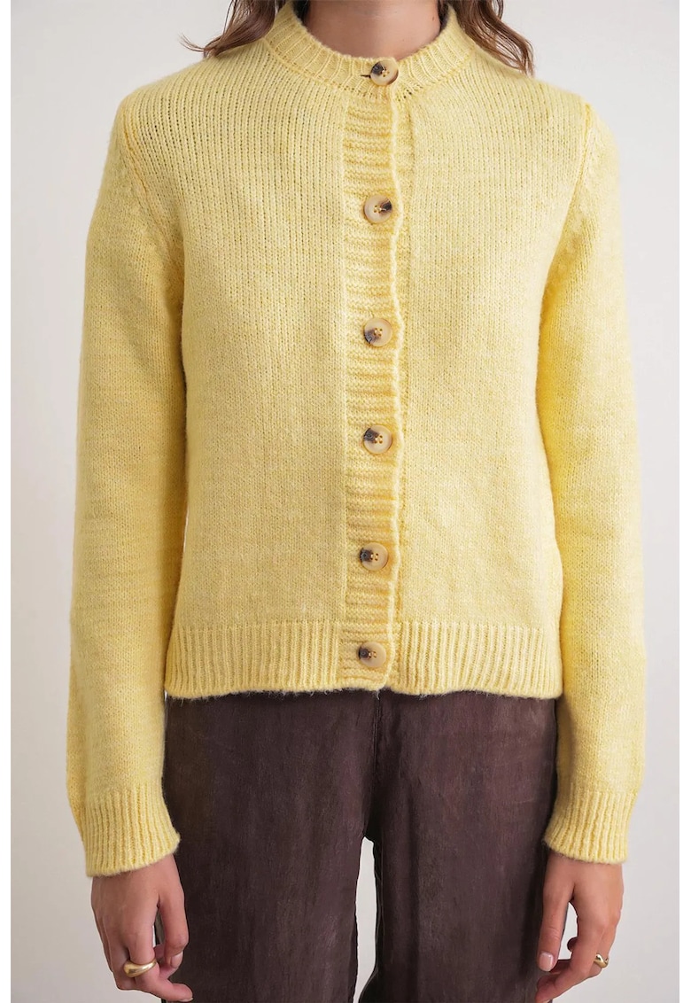 Cardigan - tricot - galben lamaie - cu nasturi -