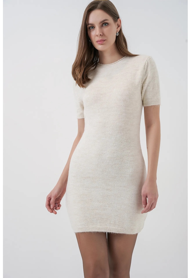 Rochie Mini - tricotata - crem - material tricot -