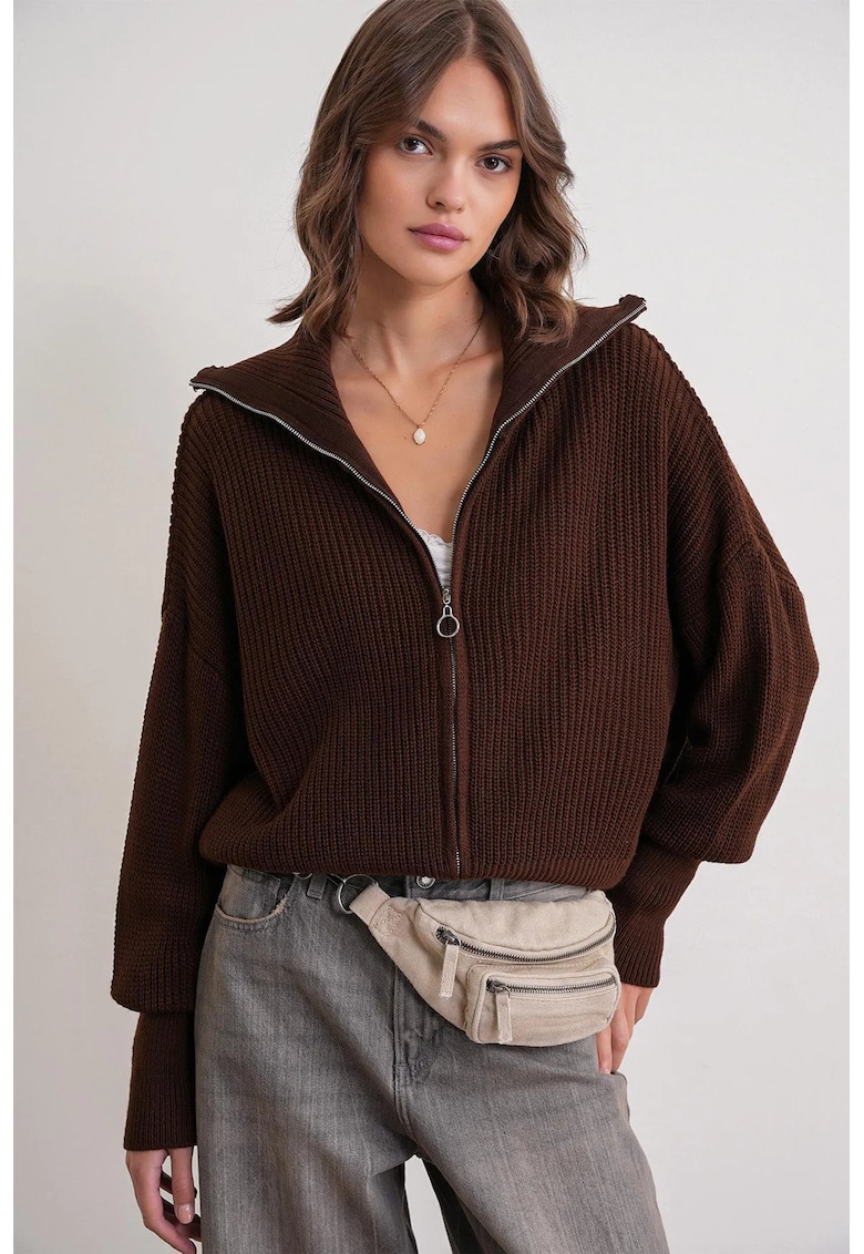 Pulover dama - Maro inchis - Supradimensionat - Tricot -