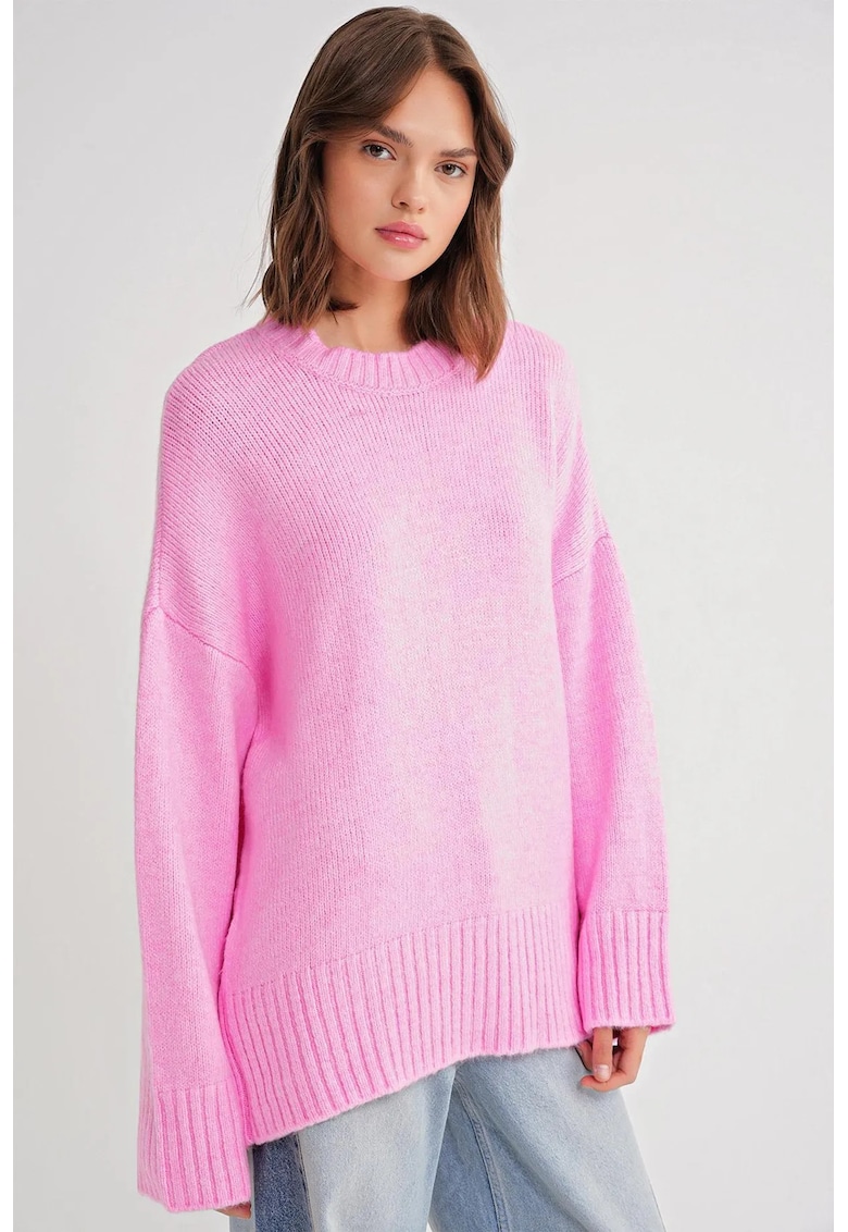 Pulover dama - supradimensionat - roz pudrat - tricotat -
