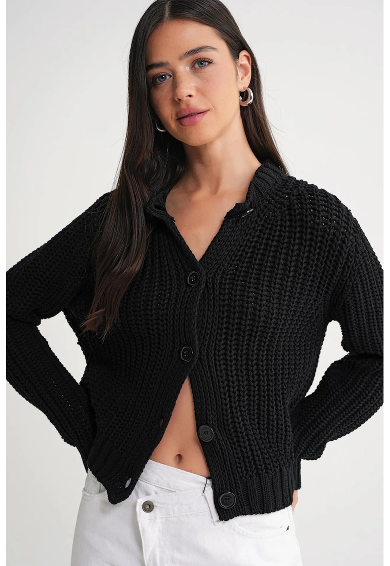 Cardigan tricotat - Negru -