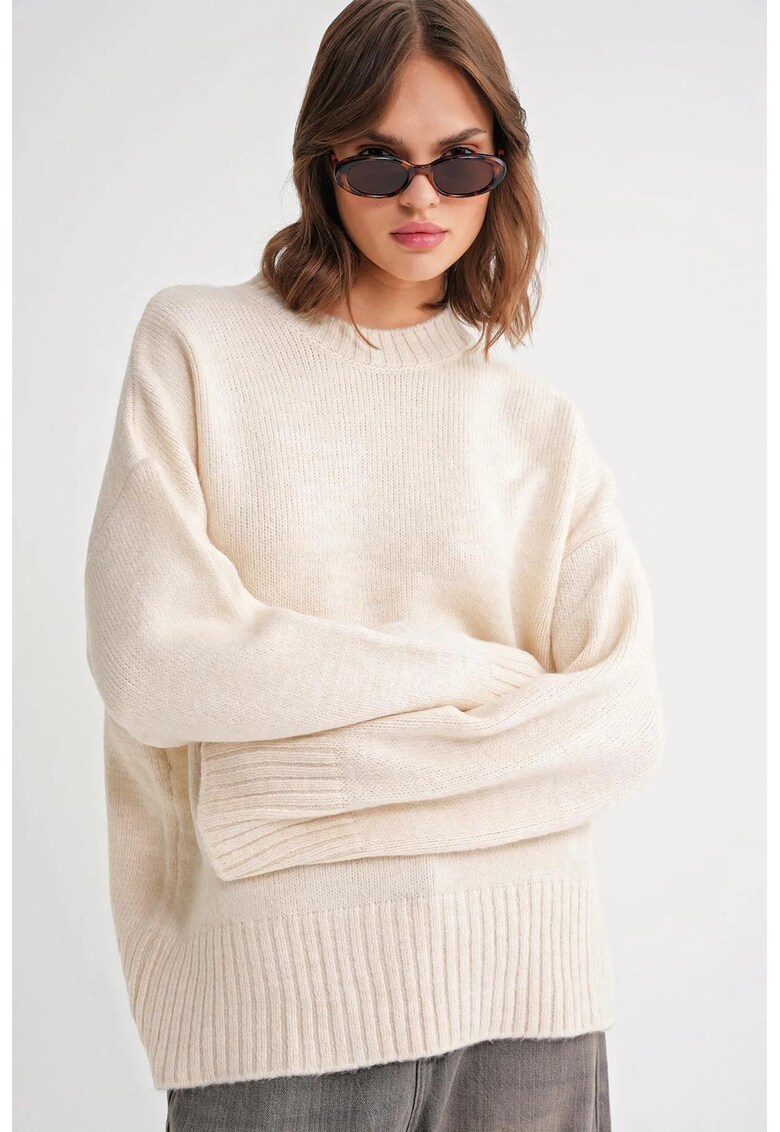 Pulover dama - supradimensionat - crem natural - textil -