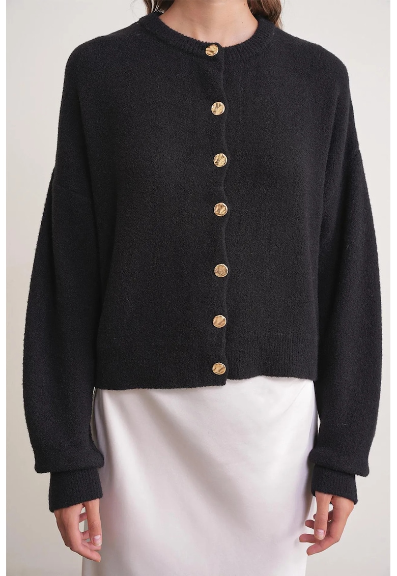 Cardigan tricotat - Negru - Nasturi -