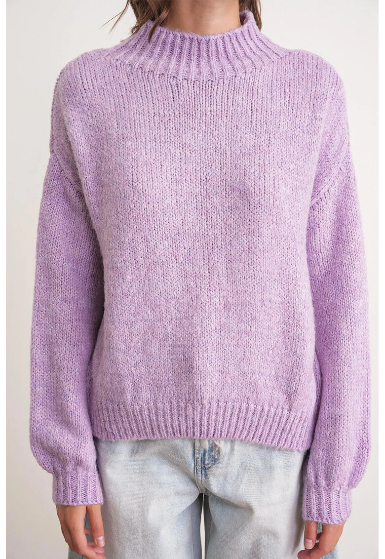 Pulover gros din tricot - liliac -