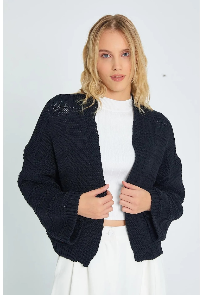 Cardigan - decolteu in V - negru - tricot -